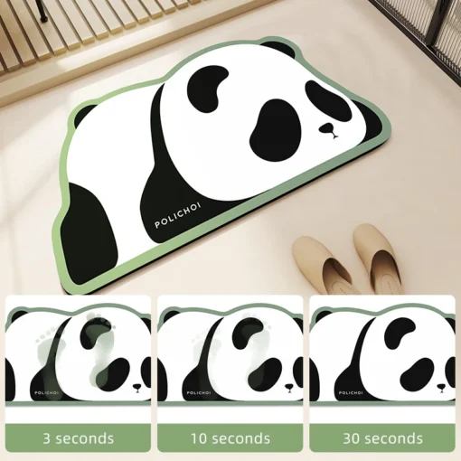 Eco-Friendly Cute Cartoon Panda Bath Mat Anti-Slip Quick Dry Absorbent Foot Mats Bathroom Rug Floor Shower Carpet Entrance Doormat Washable For Bathroom - Image 2