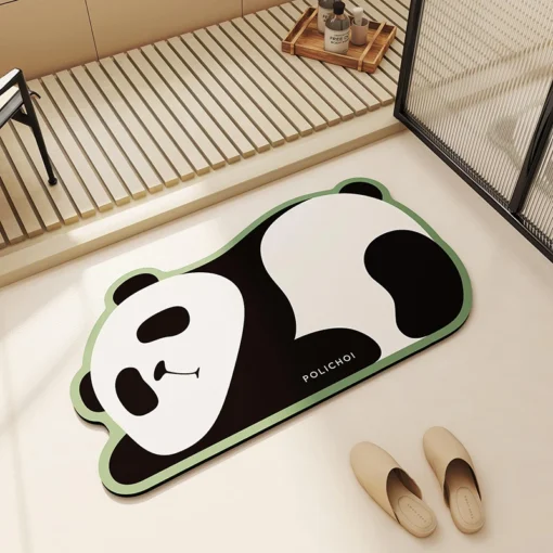 Eco-Friendly Cute Cartoon Panda Bath Mat Anti-Slip Quick Dry Absorbent Foot Mats Bathroom Rug Floor Shower Carpet Entrance Doormat Washable For Bathroom - Image 6