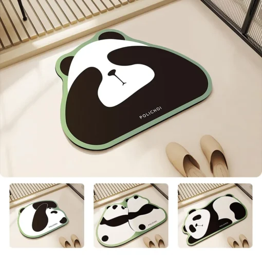 Eco-Friendly Cute Cartoon Panda Bath Mat Anti-Slip Quick Dry Absorbent Foot Mats Bathroom Rug Floor Shower Carpet Entrance Doormat Washable For Bathroom