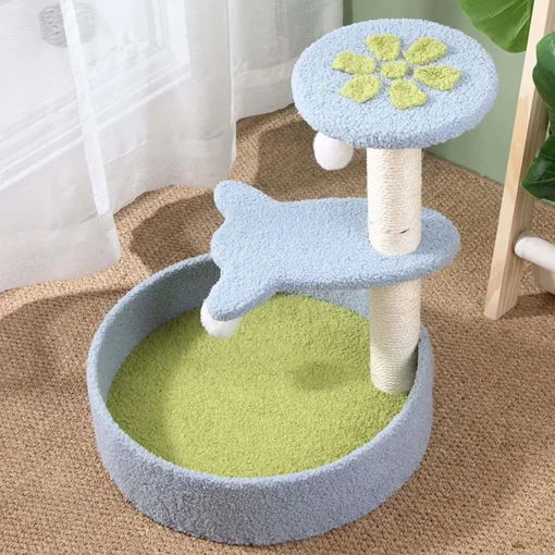 Cute Cat Climbing Cat Tower Play House Kitten Activity Condo Furniture Natural Material Comfy At Every Step with Hanging Ball and Plush Interactive Toys for Kitten