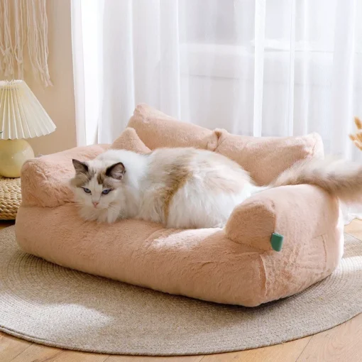 Comfortable Plush Cat Dog Sofa Beds Washable Thicken Cushion Warm Pet Dog Nest Cat Beds Dog Sleep Cat Furniture Pet Accessories