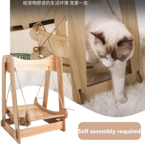 Cute Wooden Pet Cat Shaker Cradle Hammock Bed for Pet Cats Small Dog Beds and Furniture Pet Furniture Basket Accessories & Supplies Swing Cat