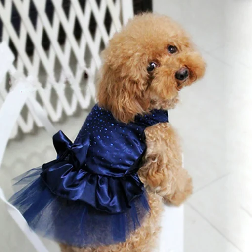 Beautiful Princess Apparel Clothes Furry Dog Pet Dresses Bowknot Sequin Skirt Pet Supplies - Image 4