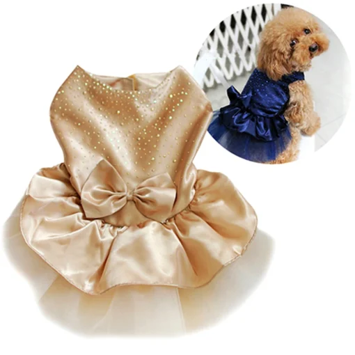 Beautiful Princess Apparel Clothes Furry Dog Pet Dresses Bowknot Sequin Skirt Pet Supplies