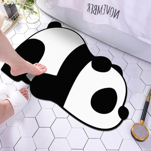 Cute Cartoon Panda Non-Slip Quick Drying Super Absorbent Bath Mat Rubber Animal Shower Rug for Home Floor Mats Toilet Carpet Bathroom Accessories