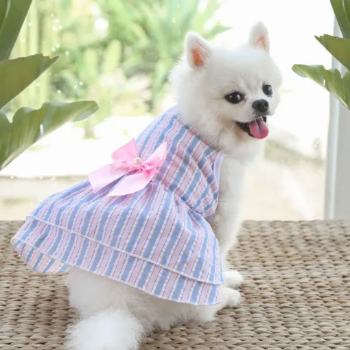 Cute Female Dog Puppy Summer Dress Pet Clothes Apparel Outfit Cat Female Skirt Tutu Clothing for French Bulldog Chihuahua Fashion For Pet Female Puppy - Image 3