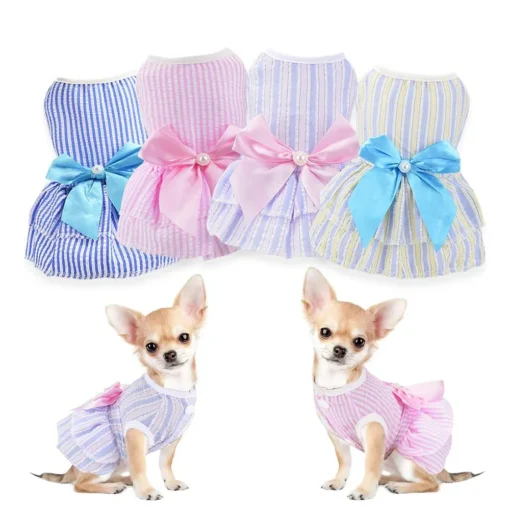 Cute Female Dog Puppy Summer Dress Pet Clothes Apparel Outfit Cat Female Skirt Tutu Clothing for French Bulldog Chihuahua Fashion For Pet Female Puppy