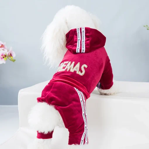 Golden Velvet Furry Pet Dog Clothes Apparel Cat Jumpsuit Classic Pet Puppy Cat Apparel In 5 Sizes Apparel Fashion For Pets - Image 5