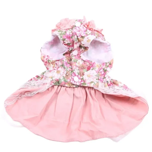 Cute Puppy Pet Dress Floral And Bow Shirt with Matching Dog Leash Furry Beloved Pet Puppy Dress Spring/Summer Clothes Apparel Fashion Design - Image 3