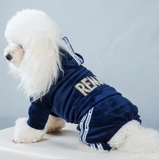 Golden Velvet Furry Pet Dog Clothes Apparel Cat Jumpsuit Classic Pet Puppy Cat Apparel In 5 Sizes Apparel Fashion For Pets - Image 8