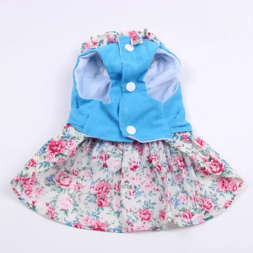 Cute Puppy Pet Dress Floral And Bow Shirt with Matching Dog Leash Furry Beloved Pet Puppy Dress Spring/Summer Clothes Apparel Fashion Design - Image 10