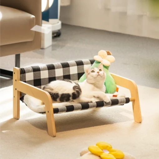 Cute Wooden Breathable And Damp-Proof Pet Bed Four Seasons Universal Pet Cat Beds Chairs Pet Furniture Easy Assembly Pet Accessories - Image 3