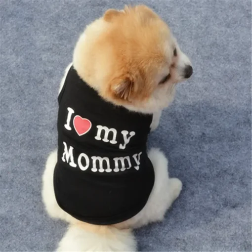 Pet Clothes Casual Puppy Dog Cat Clothing "I Love Mommy & Daddy" Print Cat Vest Tee Shirt 100% Cotton T-shirt Cat Kitten Apparel - Image 3