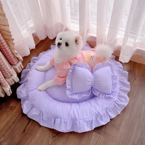 Cute Adorable Soft Pillow Relaxing Sleeping Washable Round Pet Dog Cat Bed House Cushion Kennel Pens Sofa Elevated Foldable Furniture Pet Supplies - Image 3