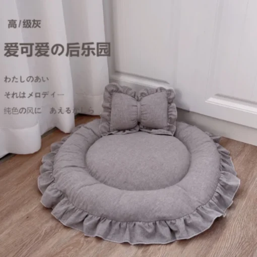 Cute Adorable Soft Pillow Relaxing Sleeping Washable Round Pet Dog Cat Bed House Cushion Kennel Pens Sofa Elevated Foldable Furniture Pet Supplies - Image 5