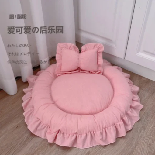 Cute Adorable Soft Pillow Relaxing Sleeping Washable Round Pet Dog Cat Bed House Cushion Kennel Pens Sofa Elevated Foldable Furniture Pet Supplies - Image 6