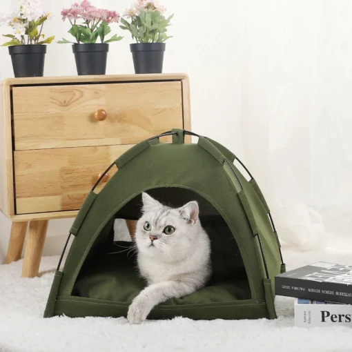 Cute Kitten Tent House Pet Supplies Cats Bed House Warm Cushions Pet Supplies Products Accessories Furniture Sofa Basket Beds Winter Clamshell - Image 2