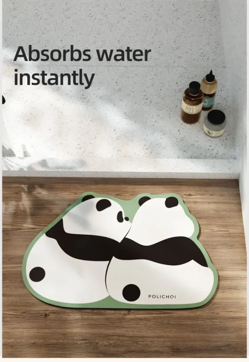 Eco-Friendly Cute Cartoon Panda Bath Mat Anti-Slip Quick Dry Absorbent Foot Mats Bathroom Rug Floor Shower Carpet Entrance Doormat Washable For Bathroom - Image 7