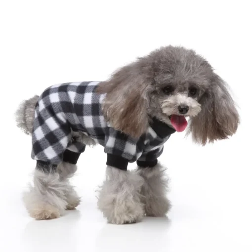 Cute Pet Dog Pyjamas Red Black Buffalo Plaid Jumpsuit Soft Winter Clothes For Puppies Fashion Apparel - Image 12