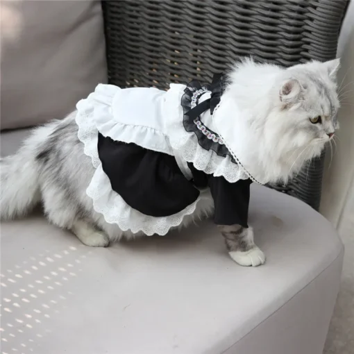 Cute Maid Outfit For Small Dog Summer Cat Clothing Skirt Chihuahua Pomeranian Yorkshire Puppy Costume Pet Dress Apparel Fashion - Image 14