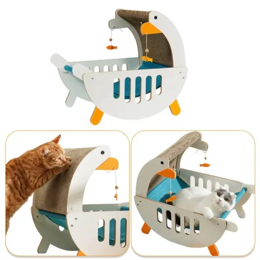 3 In 1 Cat Hammock Bed Scratcher Pad Relaxing Playing With Sisal Scratcher And Fish Pendant Dangle Toy Cardboard Scratcher For Beloved Furry Pet Furniture For Indoor Pet Supplies - Image 11