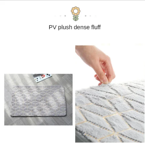 Plush Three-Piece Set Bathroom-Toilet Mat Set Gold Printing Rugs For Bathroom Mechanical Wash Geometric Print Rug and Carpets for Home Bathroom-Toilet Mat Set - Image 9