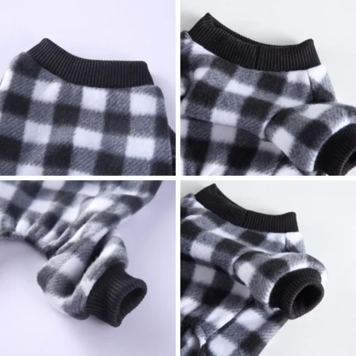 Cute Pet Dog Pyjamas Red Black Buffalo Plaid Jumpsuit Soft Winter Clothes For Puppies Fashion Apparel - Image 7