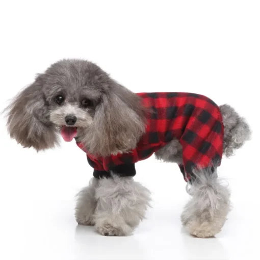 Cute Pet Dog Pyjamas Red Black Buffalo Plaid Jumpsuit Soft Winter Clothes For Puppies Fashion Apparel - Image 15