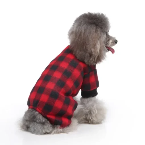 Cute Pet Dog Pyjamas Red Black Buffalo Plaid Jumpsuit Soft Winter Clothes For Puppies Fashion Apparel - Image 13