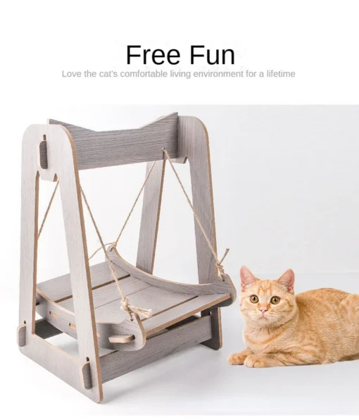 Cute Wooden Pet Cat Shaker Cradle Hammock Bed for Pet Cats Small Dog Beds and Furniture Pet Furniture Basket Accessories & Supplies Swing Cat - Image 10