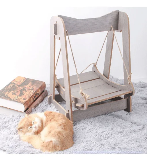 Cute Wooden Pet Cat Shaker Cradle Hammock Bed for Pet Cats Small Dog Beds and Furniture Pet Furniture Basket Accessories & Supplies Swing Cat - Image 13