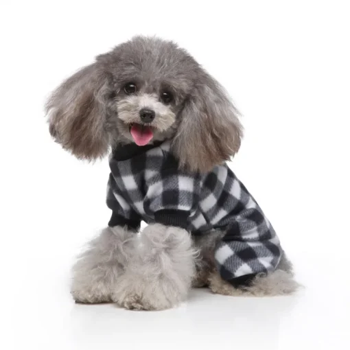 Cute Pet Dog Pyjamas Red Black Buffalo Plaid Jumpsuit Soft Winter Clothes For Puppies Fashion Apparel - Image 10