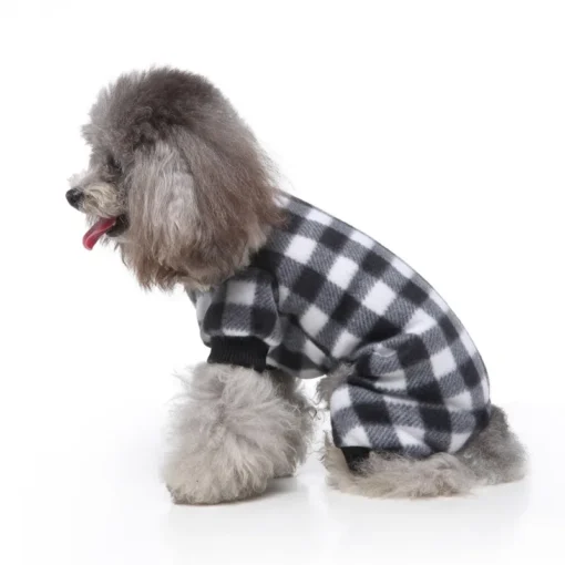 Cute Pet Dog Pyjamas Red Black Buffalo Plaid Jumpsuit Soft Winter Clothes For Puppies Fashion Apparel - Image 9