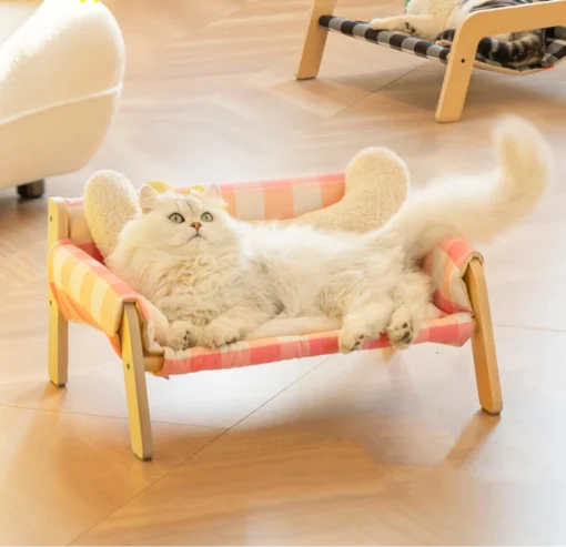 Cute Wooden Breathable And Damp-Proof Pet Bed Four Seasons Universal Pet Cat Beds Chairs Pet Furniture Easy Assembly Pet Accessories - Image 10