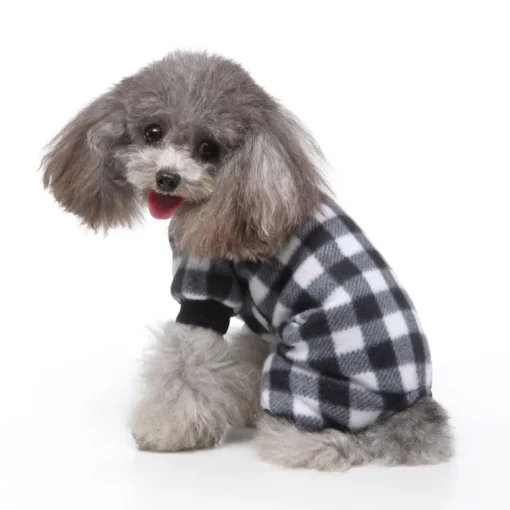 Cute Pet Dog Pyjamas Red Black Buffalo Plaid Jumpsuit Soft Winter Clothes For Puppies Fashion Apparel - Image 8