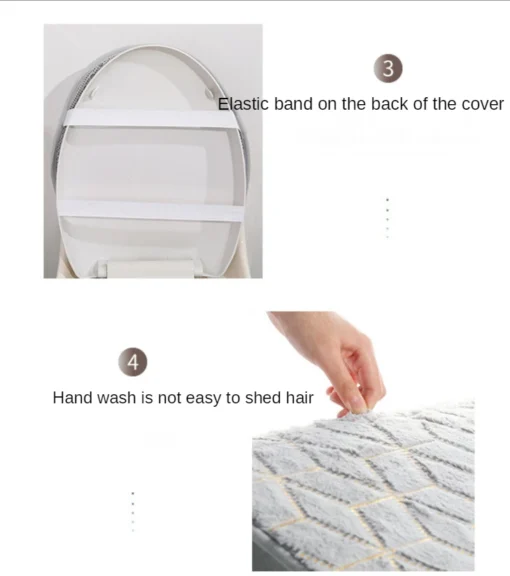 Plush Three-Piece Set Bathroom-Toilet Mat Set Gold Printing Rugs For Bathroom Mechanical Wash Geometric Print Rug and Carpets for Home Bathroom-Toilet Mat Set - Image 15