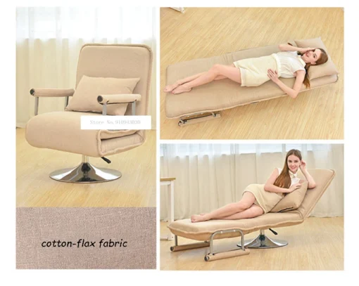 Multifunctional Sofa Office Chair 360 Degrees Rotation Foldable Five Gears Adjustment Single Lazy Sofa Bed  Computer Recliner Chair Home Office Furniture - Image 20