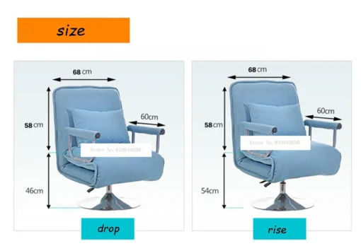 Multifunctional Sofa Office Chair 360 Degrees Rotation Foldable Five Gears Adjustment Single Lazy Sofa Bed  Computer Recliner Chair Home Office Furniture - Image 26