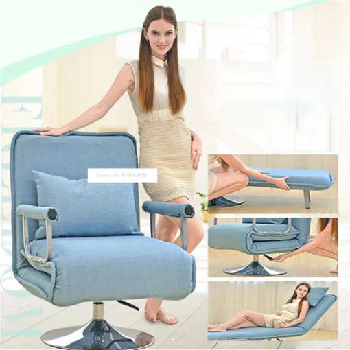 Multifunctional Sofa Office Chair 360 Degrees Rotation Foldable Five Gears Adjustment Single Lazy Sofa Bed  Computer Recliner Chair Home Office Furniture