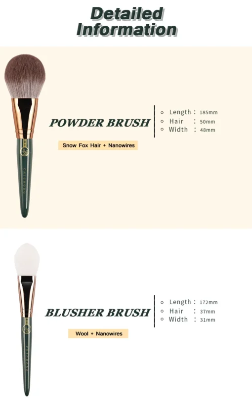 High Quality Animal And Fibre Hair Makeup Brush Green Cloud Skin Friendly Cosmetic Brushes Series Beauty Pens Professional Make Up Beauty Tools - Image 13