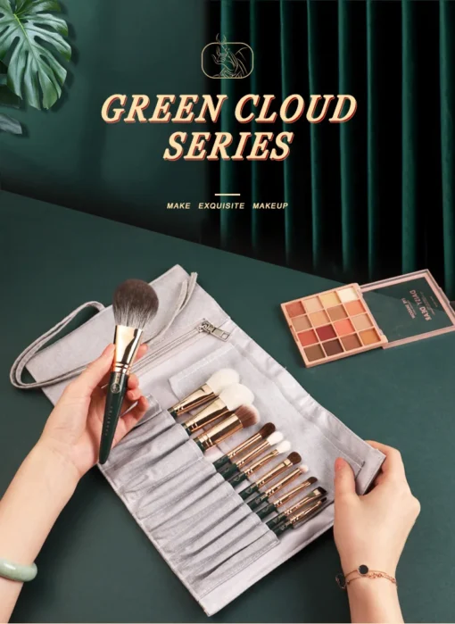 High Quality Animal And Fibre Hair Makeup Brush Green Cloud Skin Friendly Cosmetic Brushes Series Beauty Pens Professional Make Up Beauty Tools - Image 6