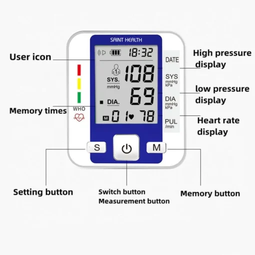 Smart Digital Wrist Blood Pressure Monitor LCD Digital Display Portable Medical Machine To Measure Blood Pressure Pulse Rate Diagnostic Tool Medical Equipment