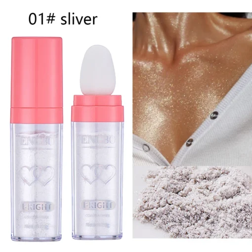 Face And Body Glitter Shimmer Sparkle Highlighter Powder With Sponge Head High Fairy Glitter Powder Brightens Makeup Stick Make Up For Face Body - Image 11