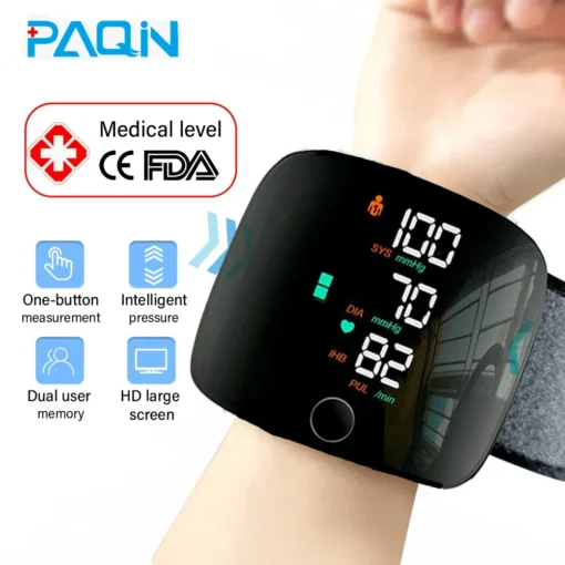 Digital Wrist Smart Automatic Blood Pressure Monitor Ergonomic Design LCD  Sphygmomanometer Heart Beat Rate Pulse Meter HD Large Screen Medical Equipment