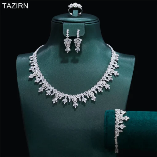 Luxury Cubic Zirconia Dubai Nigeria Africa 2/4PCS Jewelry Sets Fashion Jewellery For Women For Party Bridal Wedding CZ Crystal Jewelry Set Gift For Her