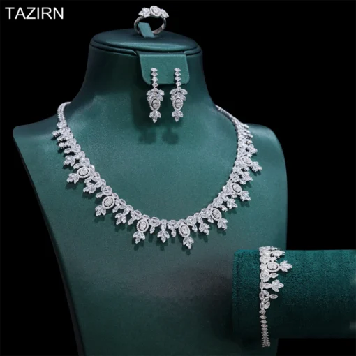 Luxury Cubic Zirconia Dubai Nigeria Africa 2/4PCS Jewelry Sets Fashion Jewellery For Women For Party Bridal Wedding CZ Crystal Jewelry Set Gift For Her - Image 8