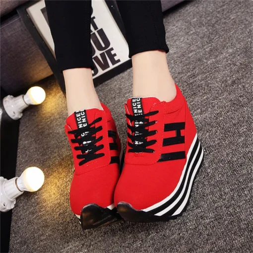 Ladies Platform Flat Casual Shoes Hidden Slope Heel Sneakers Women's Vulcanized 9 Cm Increased Spring Autumn Frosted Suede Inner - Image 2