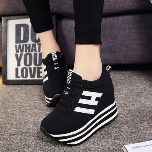 Ladies Platform Flat Casual Shoes Hidden Slope Heel Sneakers Women's Vulcanized 9 Cm Increased Spring Autumn Frosted Suede Inner - Image 3