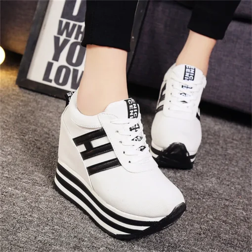 Ladies Platform Flat Casual Shoes Hidden Slope Heel Sneakers Women's Vulcanized 9 Cm Increased Spring Autumn Frosted Suede Inner