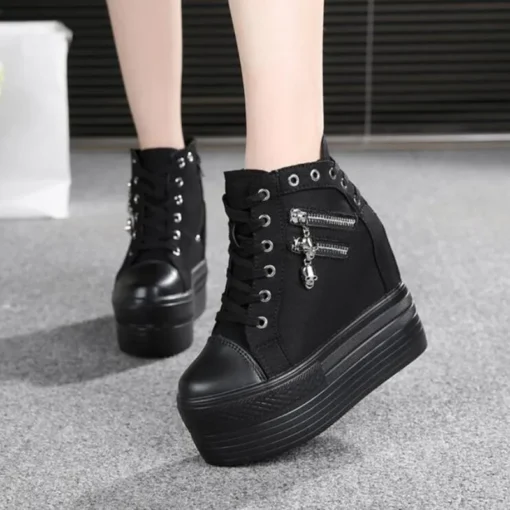 NEW Classic Hidden Heels Platform Sneakers Women's Breathable Wedge Canvas Shoes Woman Casual Ladies Boots Autumn Zapatos Mujer - Image 2